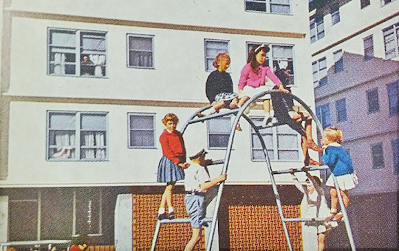 Children play at South Melbourne housing commission flats in the 1960s.