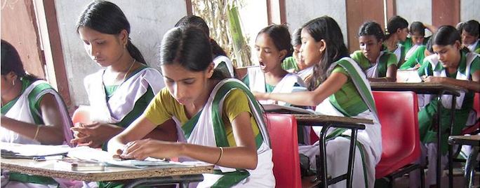 Female students in class room of Lakhiganj High School, 2010
